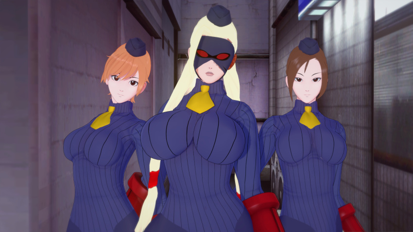 3girls breasts decapre dolls_(street_fighter) female female_focus juli_(street_fighter) juni_(street_fighter) kaoskatsu large_breasts ponytail shadaloo_dolls street_fighter street_fighter_alpha tagme