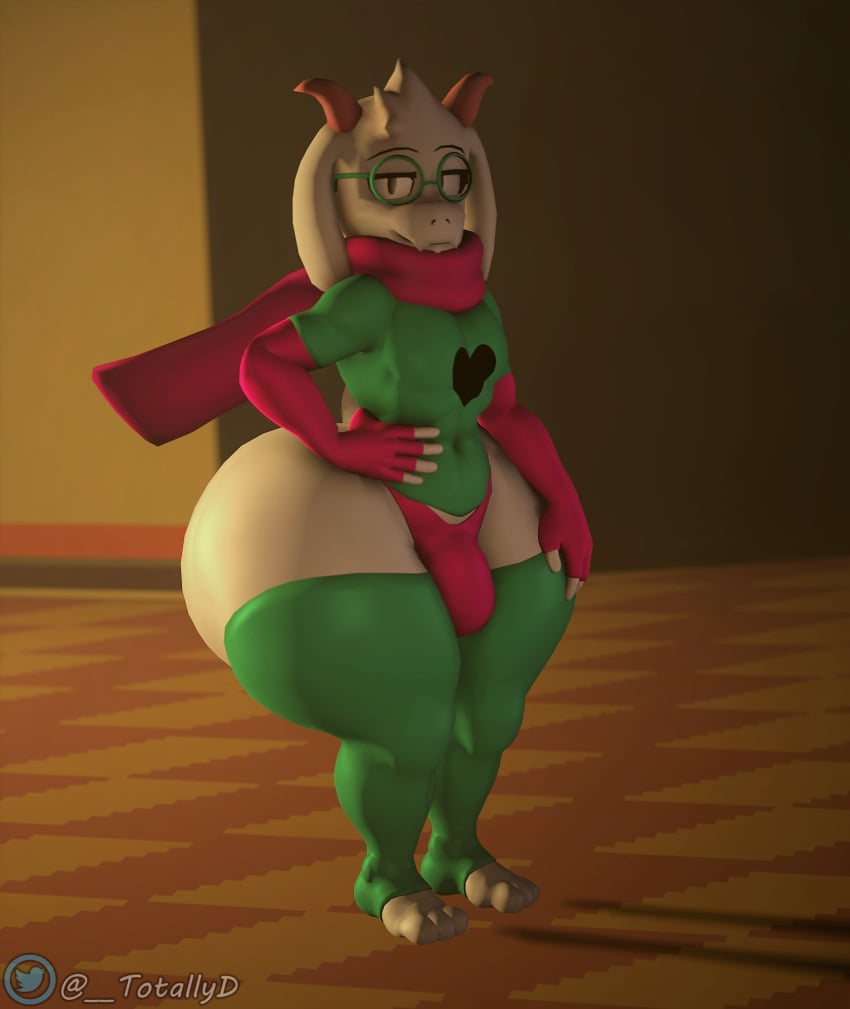 1boy 3d anthro anthro_male anthro_only belly_button caprine deltarune feet femboy furry furry_male furry_only hands_on_hips humanoid humanoid_male humanoid_only looking_at_viewer male male_only mammal mammal_humanoid nipples ralsei scarf shirt solo stockings tagme thick_thighs thong totallyd undertale_(series)