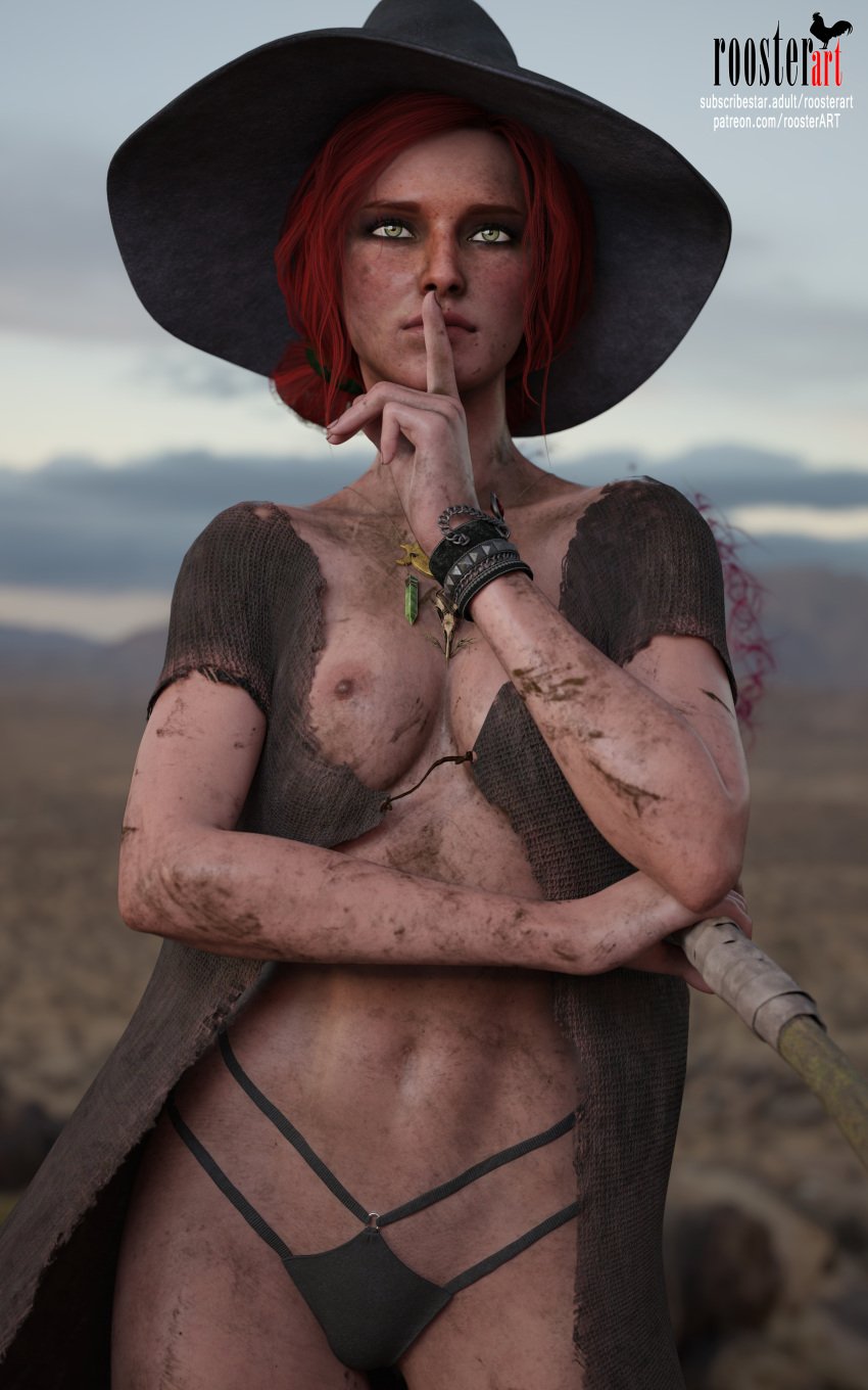 10:16 1girls 3d 3d_(artwork) 4k belly belly_button breasts cane dirt dirty dirty_face dirty_skin erect_nipples female female_focus fit_female freckles freckles_on_face green_eyes medium_breasts necklace nipples open_eyes outdoors panties partially_clothed patreon patreon_username pondering red_hair roosterart solo solo_focus sorceress standing subscribestar subscribestar_username the_witcher_(series) the_witcher_3:_wild_hunt thinking torn_clothes torn_clothing triss_merigold video_game video_game_character video_game_franchise witch witch_hat