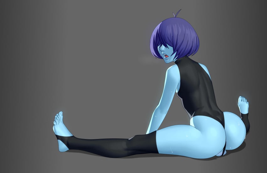 1boy 1male blinding_bangs blue_body blue_skin bubble_ass bubble_butt deltarune femboy kris_(deltarune) leotard male_focus male_only solo_focus thick_thighs twink whargleblargle wootbloot