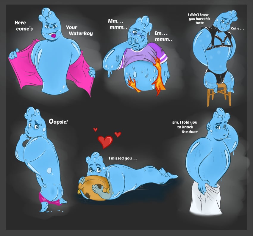 babygirl bath bdsm_harness bdsm_outfit chair condom disney elemental_(pixar) elemental_creature elemental_humanoid embarrassed ember_lumen funny male_only nervous nude pinkybunn's pinkybunns pixar thirst_trap verbal wade_ripple water