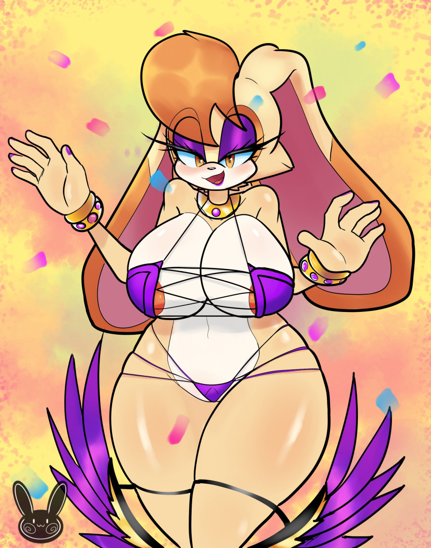 1girls 2d 2d_(artwork) 2d_artwork big_breast bikini bracelet bracelets bunny_ears carnival eyelashes eyeshadow large_breasts mature_female milf rabbit_humanoid reiki4arts sega sonic_(series) sonic_the_hedgehog_(series) thick_hips thick_thighs vanilla_the_rabbit