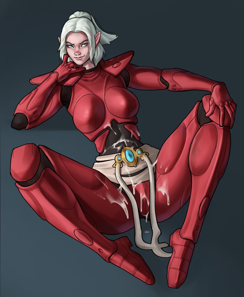 1girls abs aeldari armor blue_eyes collisiondazer commission eldar elf elf_ears female female_only legs_spread muscle muscles pointy_ears solo solo_female warhammer_(franchise) warhammer_40k white_hair