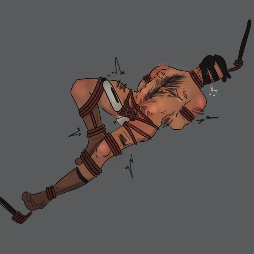 bondage cuntboy heavy_weapons_guy intersex male male_focus male_only mastectomy_scar medic_(team_fortress_2) overstimulation post_orgasm ropes team_fortress_2 tf2 vibrator