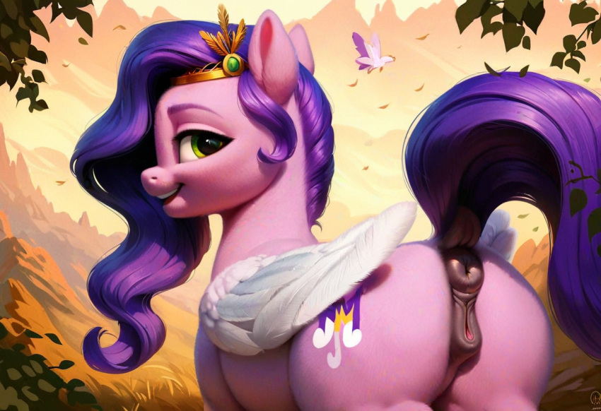 1girls ai_generated animal_genitalia animal_pussy anus ass dock equine_genitalia equine_pussy female female_only feral feral_only furry furry_only hair hasbro mane mlp_g5 my_little_pony pegasus pipp_petals_(mlp) ponut purple_hair purple_tail pussy tail