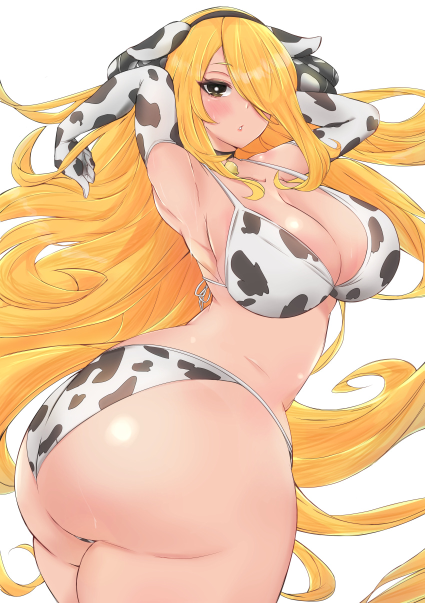 1girls 2021 alternate_breast_size ass big_ass big_breasts blonde blonde_female blonde_hair blush breasts cow_bikini cow_girl cow_print curvaceous cynthia_(pokemon) eye_contact female gloves high_resolution huge_ass huge_breasts kikikitama large_ass long_hair looking_at_viewer mature_female nintendo pokémon pokemon pokemon_champion pokemon_dppt simple_background thick_ass thick_thighs thighs voluptuous white_background wide_hips year_of_the_ox