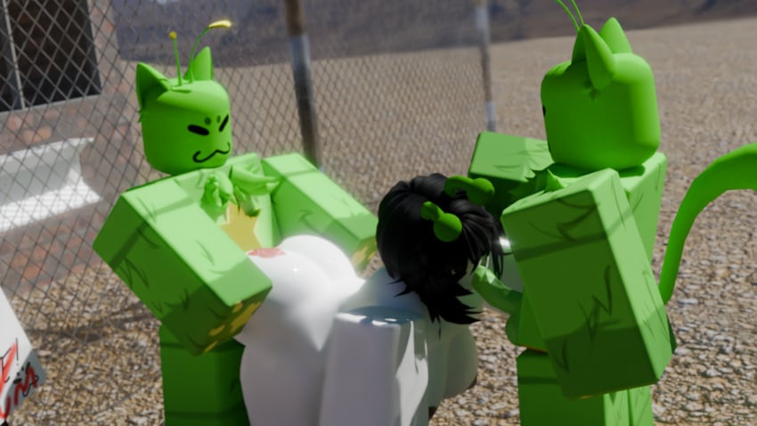 1girls 2boys 3d alien area_51 dndoodle gnarpy_(regretevator) regretevator roblox roblox_avatar roblox_game robloxian source_request tagme