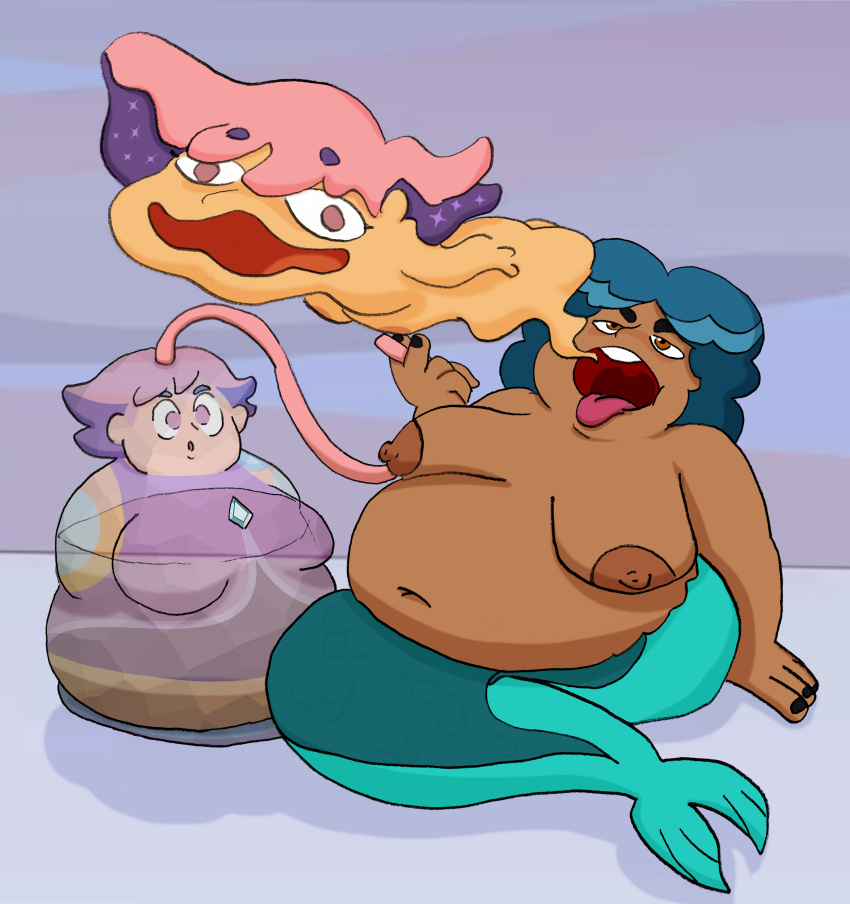 2020s 2023 2females 2girls 5_fingers absurd_res after_transformation ass big_breasts big_butt black_nails blue_hair breasts brown_body brown_eyes brown_skin burping clothed clothing color colored_nails digital_drawing_(artwork) digital_media_(artwork) duo fan_colored fat fat_woman female female_focus female_only fingers fist-of-the-post-it glimmer_(she-ra) hi_res hookah human humanoid inanimate_transformation mammal marine masters_of_the_universe mattel merfolk mermista multiple_girls navel netflix nude open_mouth overweight pink_eyes pink_hair pink_tongue shadow she-ra_and_the_princesses_of_power slightly_chubby slightly_chubby_female soul split_form teal_body teal_fins teal_scales tongue tongue_out topless transformation