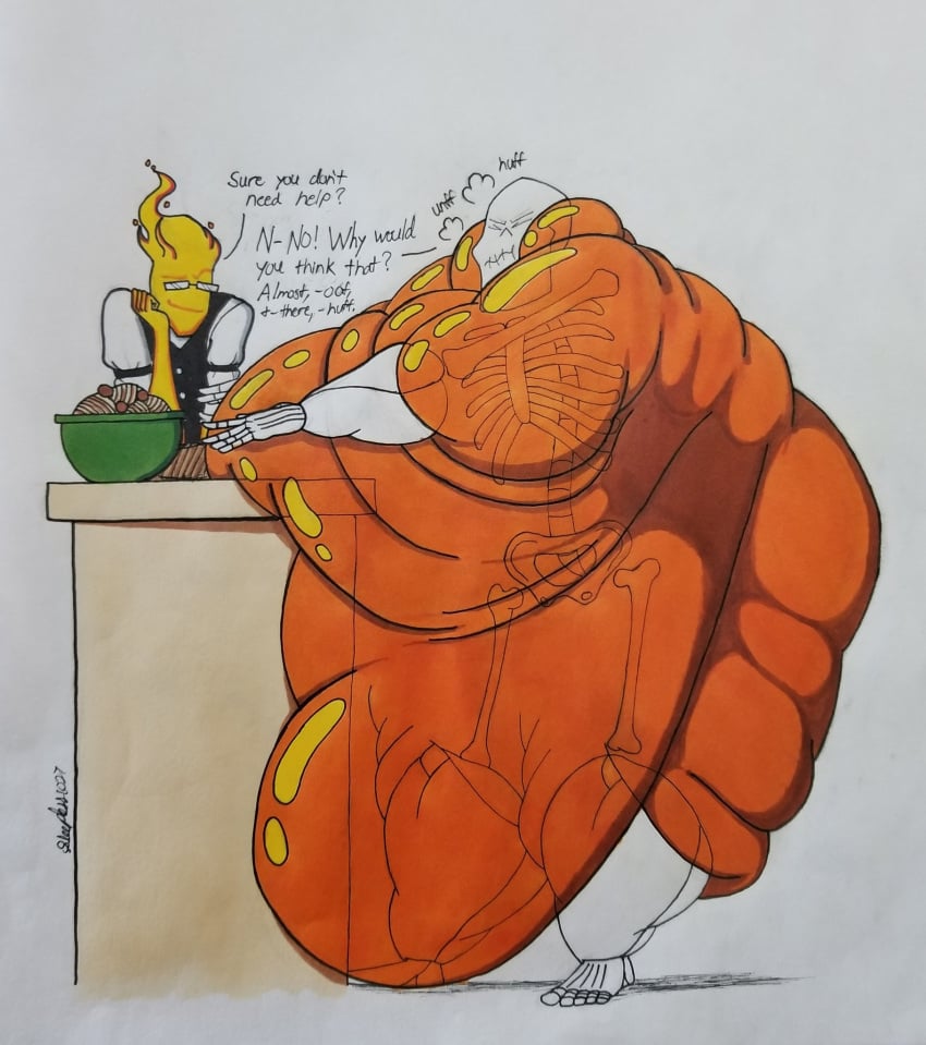 2boys artist_request belly bhm big_belly fat fat_legs fat_man fat_thighs gay grillby huge_belly huge_moobs hyper hyper_belly hyper_fat hyper_overweight love_handles male male/male male_only moobs morbidly_obese morbidly_obese_male no_humans obese obese_male overweight overweight_male papyrus thick thick_legs thick_thighs thighs undertale weight_gain