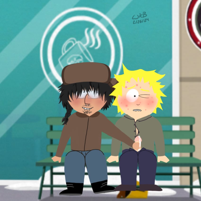 cum gay handjob male/male male_only oc original_character pleasure_face public public_indecency south_park tweek_tweak yaoi