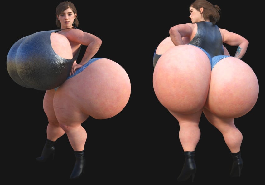 1girls ass_built_separately bedroom_eyes bimbo bimbo_body bimbo_lips brown_hair denim_shorts ellie_(the_last_of_us) ellie_williams gigantic_ass gigantic_breasts heels huge_ass huge_breasts hyper hyper_ass hyper_breasts hyper_hourglass jackd22 naughty_dog shorts the_last_of_us the_last_of_us_2 thick_thighs voluptuous wide_hips