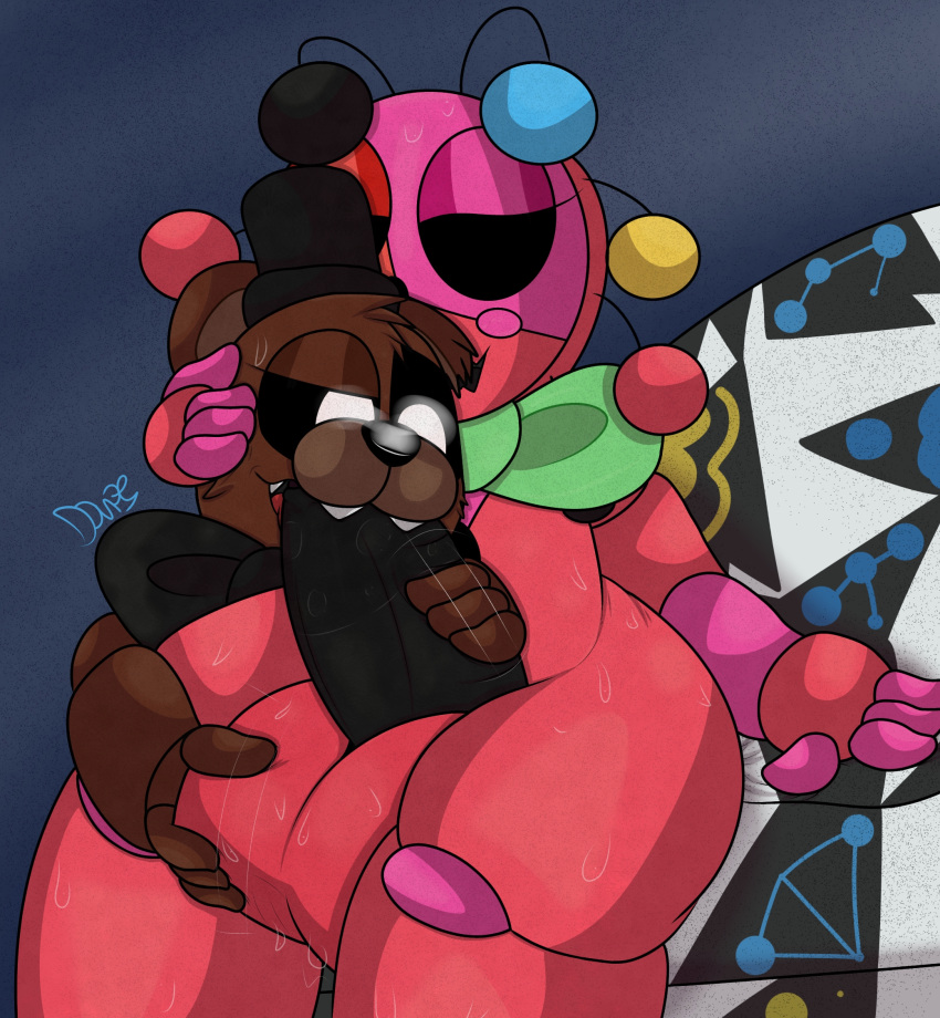 2boys anthro anthrofied balls bear big_balls big_penis black_penis black_sclera blowjob bowtie brown_body brown_fur cub digital_media_(artwork) duo erection eyelashes five_nights_at_freddy's five_nights_at_freddy's_4 freddles fur furry gay genitals half-closed_eyes humanoid_penis legs male/male naked nude open_mouth original_character penis plushtrapboyuwu red_skin saliva saliva_on_tongue simple_background smile sweat sweaty sweaty_balls sweaty_thighs teeth testicles thick_thighs thighhighs thighs tongue tongue_out top_hat ursid video_games wet wide_hips yaoi young