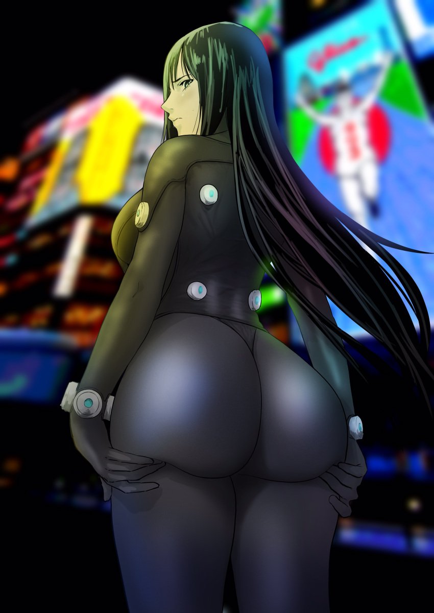 1girls big_ass big_breasts bodysuit female female_focus female_only gantz gantz_suit iwao178 long_hair male reika_shimohira tagme