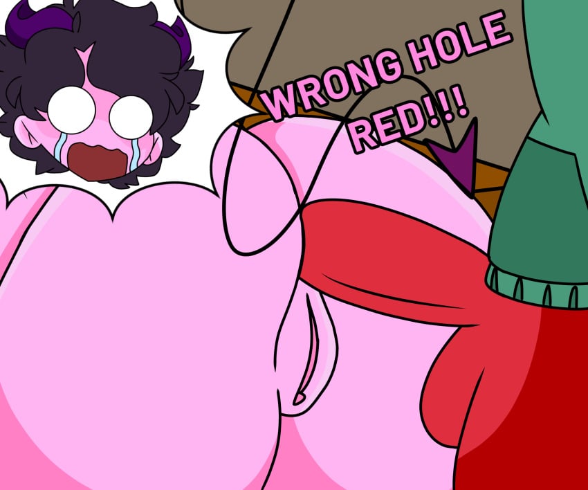 anal_sex animal_humanoid artist_(bruhisbest) doggy_style jellybean_(mcyt) pink_skin red_fur redvelvety_(youtube) wrong_hole