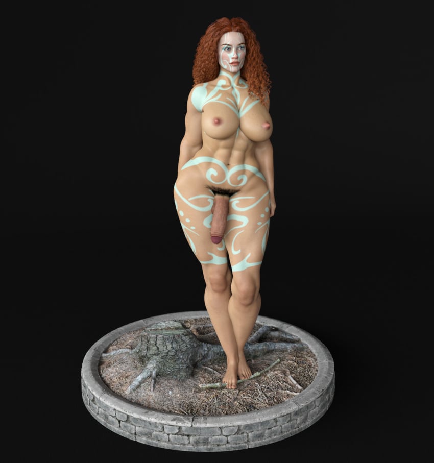 1futa 3d abs big_penis blue_eyes bodypaint bridget_(gaetano420) bush casual_nudity classy commission commission_art curvy dimples flaccid futa_only futa_sans_pussy futanari gaetano420 hourglass_figure huge_ass human human_only light-skinned_futanari light_skin muscular muscular_futanari nipples nude nude_futanari original_character primitive pubic_hair red_hair render solo tattoo thick_thighs tribal tribal_markings voluptuous voluptuous_futanari wide_hips