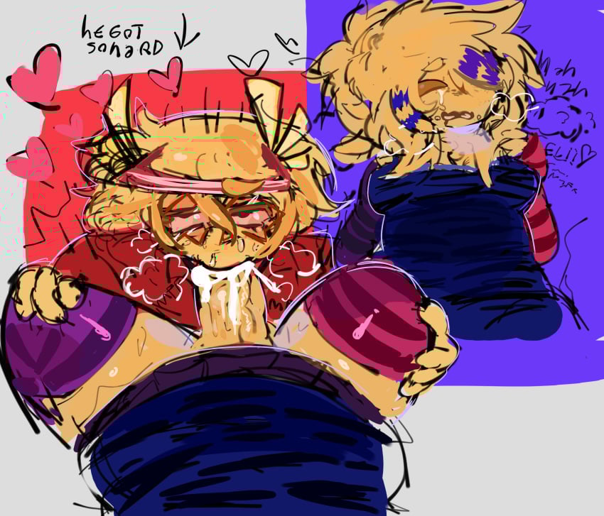 cum_in_mouth dick dickgirl elliot_(forsaken) forsaken_(roblox) futa_on_male party_noob_(forsaken) puddng roblox robloxian scene_fashion