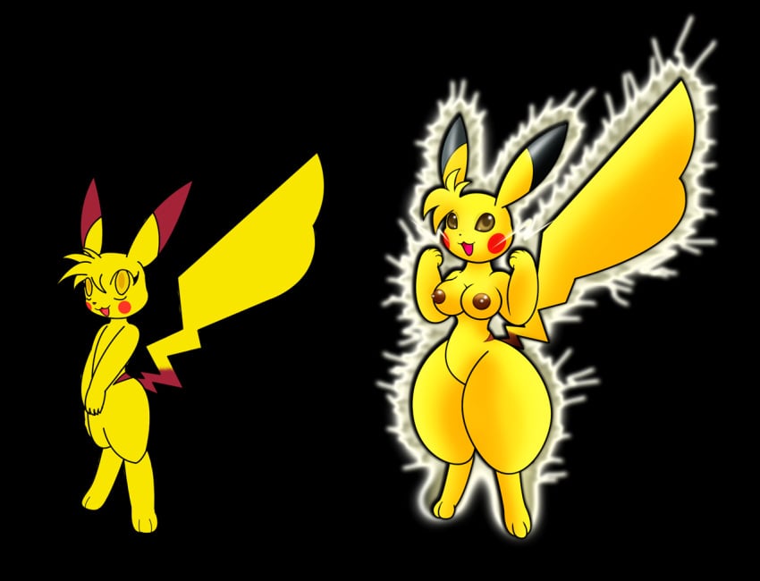 breasts gb_of_bs nintendo nipples pikachu pokemon tagme wide_hips