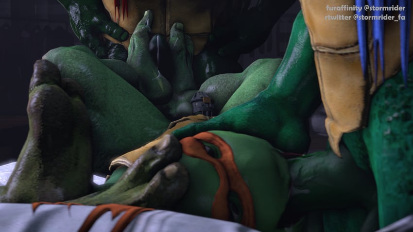 16:9 2_toes 3d chastity_cage chastity_device denial donatello_(tmnt) fellatio foot_fetish foot_focus foot_on_head foot_play footjob group hi_res humanoid incest leonardo_(tmnt) male male/male michelangelo_(tmnt) oral orgasm_control penile raphael_(tmnt) reptile scalie sex slave source_filmmaker stormrider teenage_mutant_ninja_turtles toes turtle widescreen yaoi