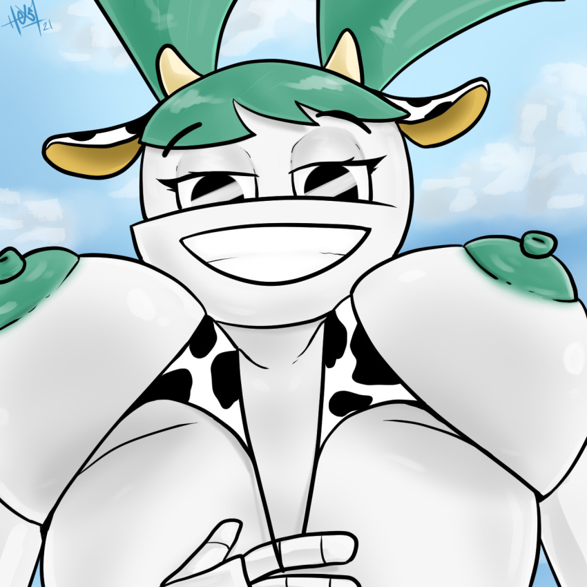 1girls 2021 cow_girl cow_print female_focus female_only hex51 jenny_wakeman my_life_as_a_teenage_robot nickelodeon robot smooth_skin underboob xj-9