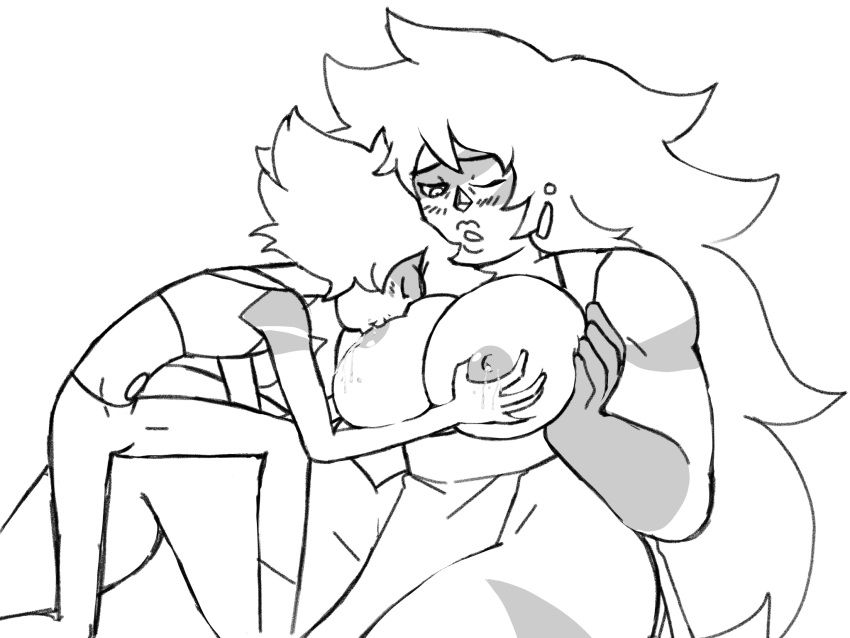 breastfeeding breasts cheekers female female_only gem_(species) jasper_(steven_universe) lactation milk muscular_female skinny_jasper steven_universe