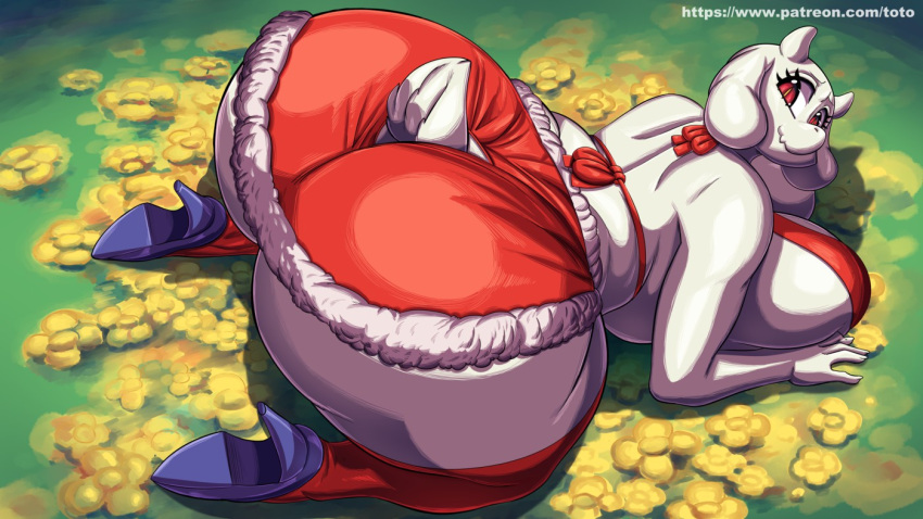 1girls absurd_res anthro anthro_only ass ass_focus ass_up big_ass big_breasts big_thighs boss_monster boss_monster_(undertale) bottom_heavy breasts christmas clothed clothing fabianoferreira female floppy_ears flowers fur furry furry_only goat happy hi_res high_angle high_heels huge_ass huge_thighs looking_at_viewer looking_back massive_ass milf no_visible_genitalia no_visible_nipples on_ground on_knees purple_high_heels red_eyes red_thighhighs side_view smile solo solo_female tail thighhighs top_angle_view toriel toto_draw undertale undertale_(series) video_game_character video_games white_body white_fur white_sclera white_skin wide_hips