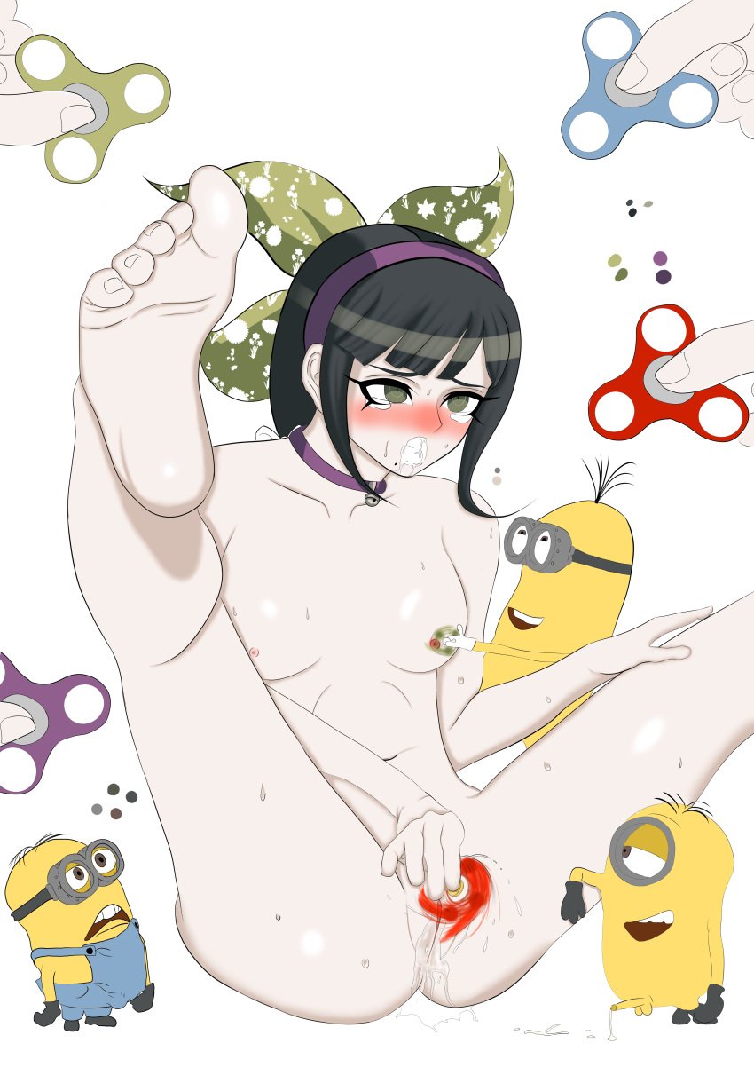 1girls bob_(minions) chabashira_tenko danganronpa danganronpa_v3 female fidget_spinner hands illumination_entertainment kevin_(minions) masturbation minion minions_(film) moaning new_ nude nude_female penis straight_hair stuart_(minions) testicles what