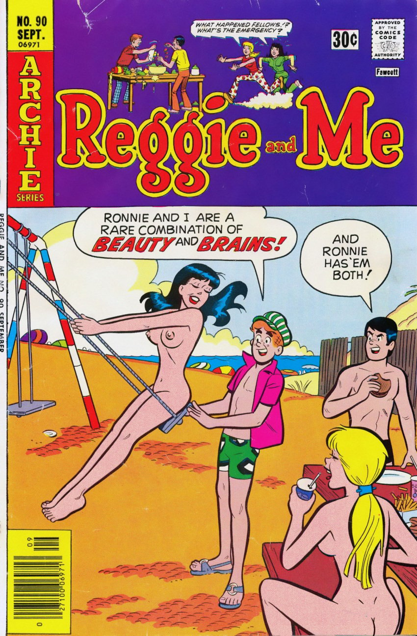 archie_andrews archie_comics beach betty_cooper black_hair blonde_hair casual comic_cover female human male pale_skin public reggie_mantle veronica_lodge