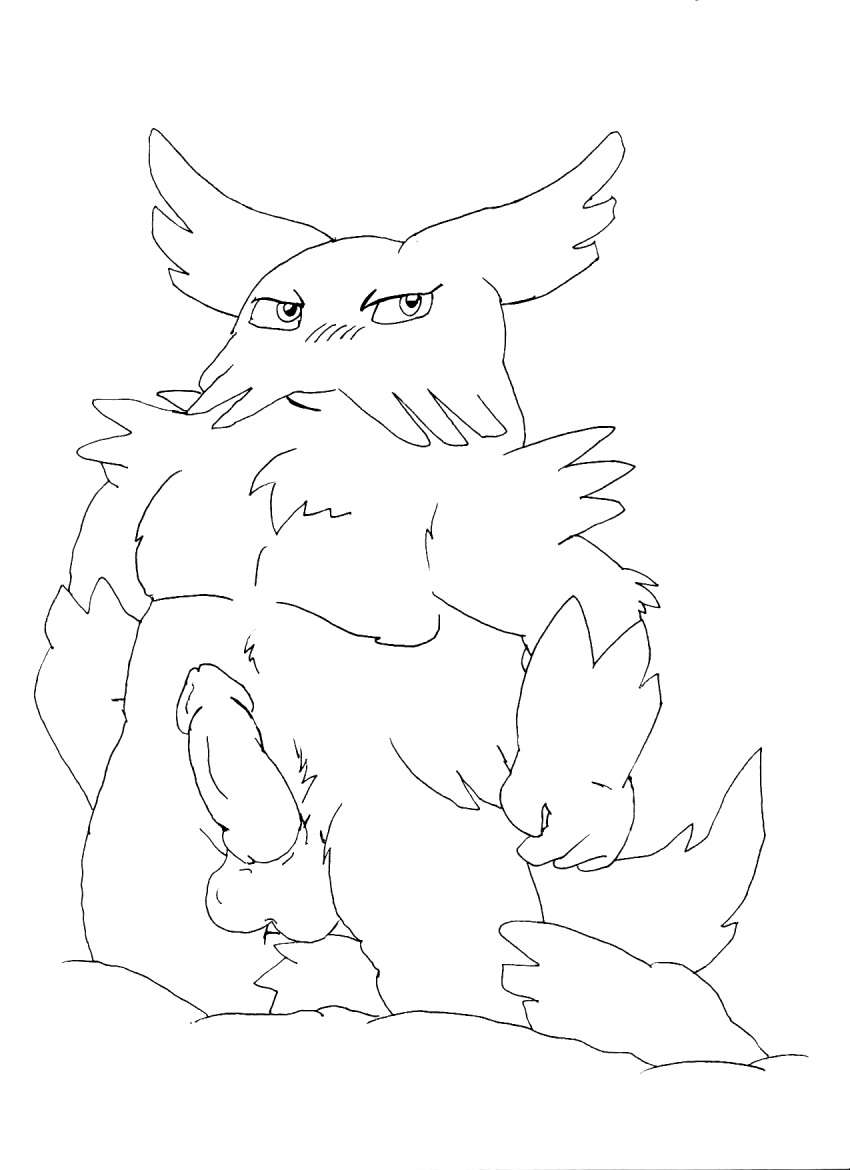 abomasnow anthro artist_request color erection front_view fur furry kneeling male male_only nintendo nude penis pokémon_(species) pokemon solo tagme tail year_request