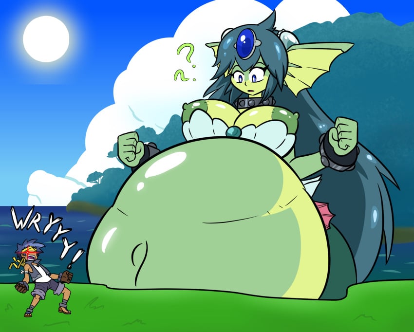 1boy ?? big_butt bolo bulging_belly chained female giga_mermaid green_hair green_skin huge_belly huge_breasts jewelry jojo_reference male meme mermaid mr.casino multiple_girls safe_vore shantae shantae:_half-genie_hero vore wryyyyyyyyyyyyyyyyyyyy