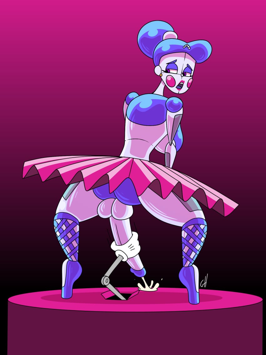 2d 2d_(artwork) 4_fingers animatronic artist_logo artist_signature ass ballerina ballet_boots ballora ballora_(fnafsl) balls big_breasts big_penis black_background blue_eyebrows blue_hair blush breasts butt cum cum_on_floor cumming cumshot earrings eyebrows eyelashes five_nights_at_freddy's five_nights_at_freddy's:_sister_location fnaf futa futa_focus futa_only futanari glove gold_jewelry grabbing grabbing_penis grimnightxxx hair_bun hand_on_penis handjob jewelry large_breasts large_penis lipstick looking_back looking_down mouth_open orgasm penis pink_background pointe_shoes purple_eyebrows purple_hair robot robot_girl robot_humanoid robotic_arm scottgames sex_machine simple_background sister_location skirt squatting stage teeth teeth_showing teeth_visible testicles tiara tongue tutu white_body white_skin