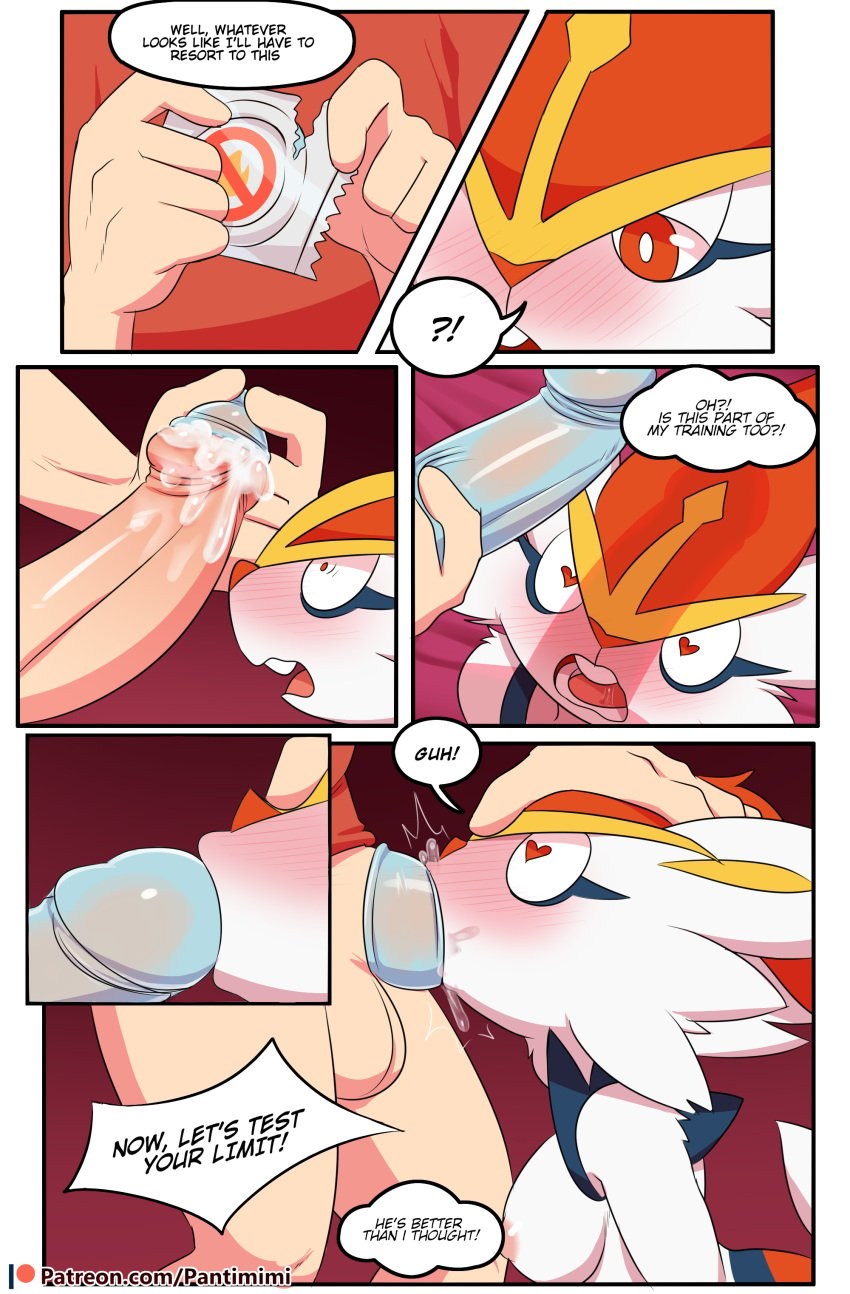 <3_eyes 1boy 1girls 2021 absurd_res anthro anthro_penetrated balls blush breasts cinderace comic condom dialogue duo english_text faceless faceless_human faceless_male fellatio female female_cinderace female_focus female_on_human female_penetrated female_pokemon genitals heart hi_res human human_on_anthro human_penetrating human_penetrating_anthro humanoid_genitalia humanoid_penis interspecies male male_on_anthro male_penetrating male_penetrating_female mammal manene nintendo nipples oral oral_penetration out_of_frame penetration penile penis penis_in_mouth pokémon_(species) poképhilia pokemon pokemon_ss sex sexual_barrier_device solo_focus straight text url video_games