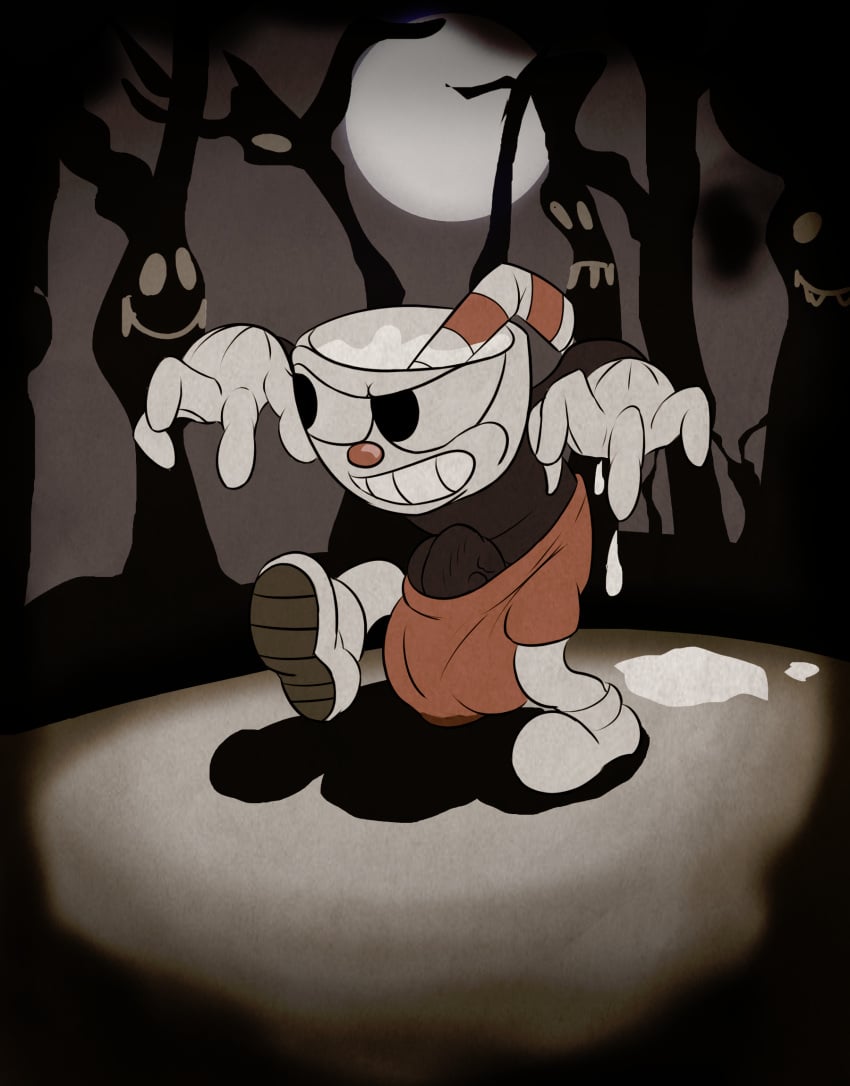 angry big_balls big_penis cuphead cuphead_(game) footwear gloves halloween handwear male pants small_but_hung whitesuffering