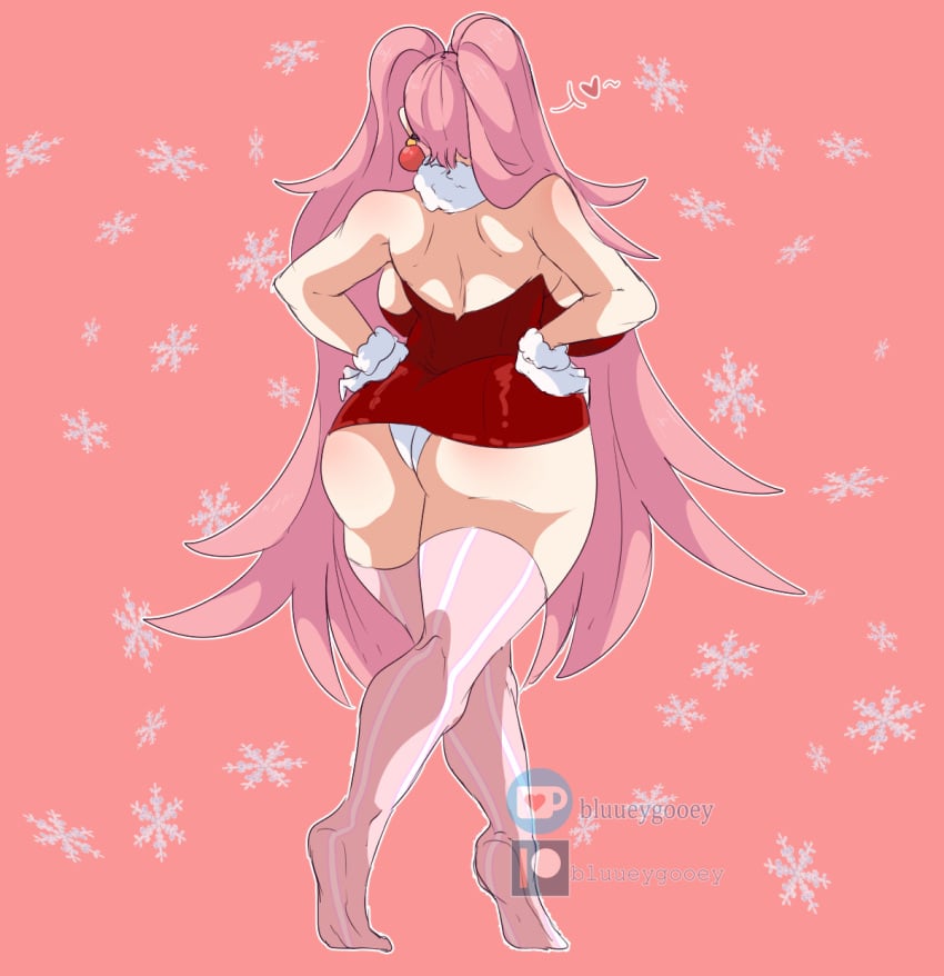 1girls alternate_costume ass back back_view bare_back big_ass bluueygooey christmas curvaceous curvy curvy_figure earrings fire_emblem fire_emblem:_three_houses gloves hilda_valentine_goneril huge_ass huge_breasts large_ass large_breasts long_hair nintendo panties pantyshot pink_hair sideboob solo thick_ass thick_thighs thighhighs tiptoes twintails upskirt voluptuous white_panties yonaga