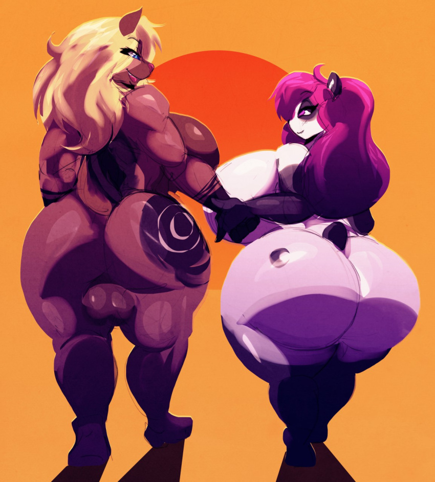 1futa 1girls anthro ass balls big_balls big_breasts big_butt breasts duo female futanari genitals giant_panda gynomorph hair hi_res huge_breasts huge_butt huge_thighs hyper hyper_breasts intersex mammal mei_ambers penis riendonut thick_thighs ursid