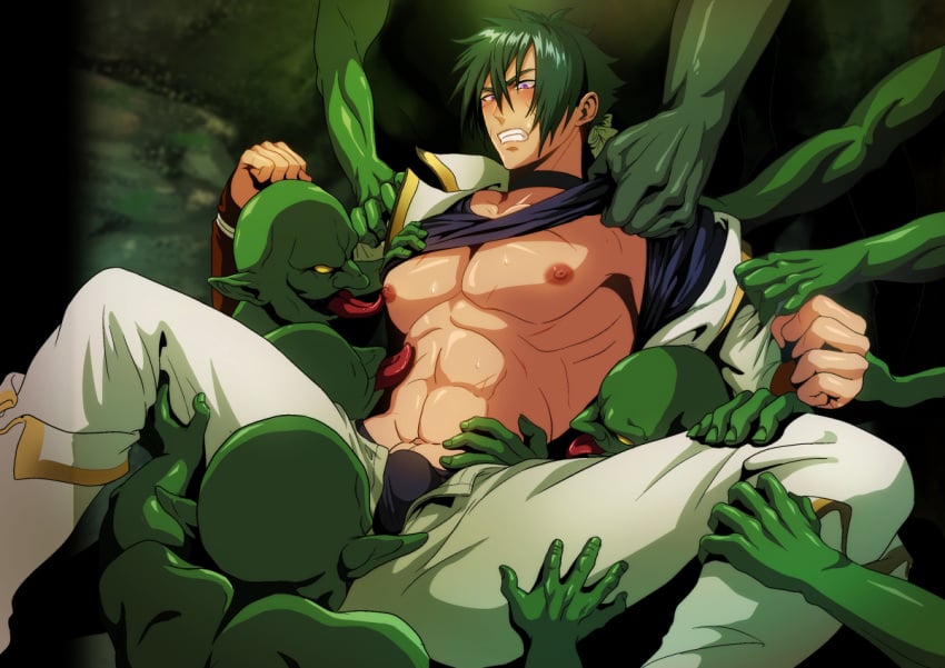 abs arm_grab bara being_undressed big_breasts big_pecs blush boy_rape bulge choker clenched_teeth erect_nipples forced_yaoi gangbang gay goblin goblin_cave goblin_whore green_hair green_skin groping group_sex imminent_rape large_pecs leg_grab legs_held_open licking licking_body licking_nipples long_hair male_only male_rape_victim man_boobs monster monster_on_male multiple_boys muscular muscular_male muscular_sub nagi_(goblin_cave) nipple_licking non-human_rapist open_pants open_shirt orc orc_on_human orgy original partially_clothed pecs rape restrained sana_(artist) shirt_lift solo_focus spread_legs toned toned_male undressing yaoi