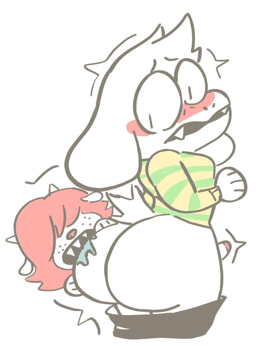 asriel asriel_dreemurr asriel_dreemurr_(god_form) ass biting blush deltarune furry gay lenobody male male/male scared sweater undertale white_fur