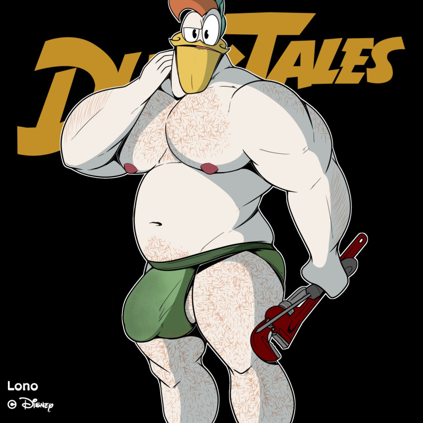 1boy balls belly big_balls big_bulge big_penis bulge disney ducktales ducktales_(2017) gay hairy hairy_arms hairy_balls hairy_chest hairy_legs hairy_male hairy_pecs hips jockstrap launchpad_mcquack lono2 love_handles male male_only musclegut nipples solo solo_male underwear