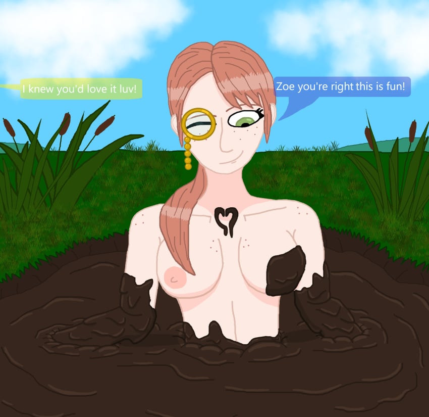 breasts female female_only lukicia13 mud mud_pit nipples oc original original_character quicksand solo tagme