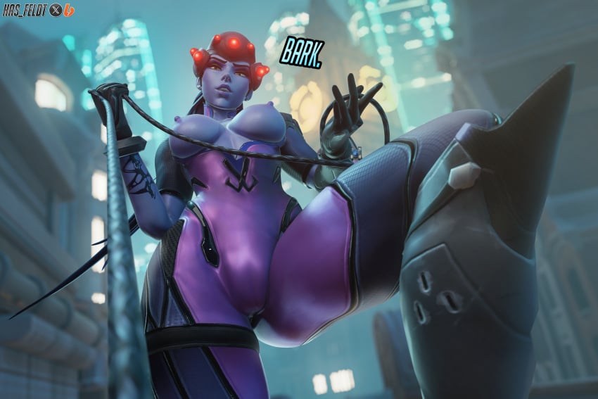 1girls 3d absurd_res blender blizzard_entertainment blue_body blue_hair blurry_background bodysuit breasts dominatrix english_text exposed_breasts female female_focus female_only hasfeldt hi_res latex leash leash_pull looking_at_viewer overwatch overwatch_2 text watermark widowmaker worm&#039;s-eye_view