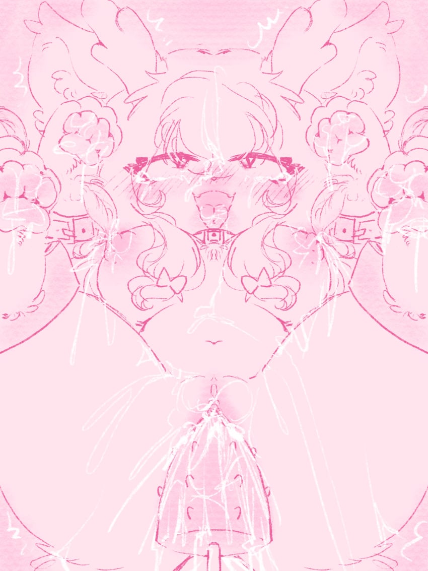 ahe_gao ankle_cuffs anthro antlers areola barbed_dildo blush bodily_fluids breasts collar cuff_(restraint) cute_fangs digital_drawing_(artwork) digital_media_(artwork) dildo dorisss ear_tuft fucking_machine genital_fluids genitals half-closed_eyes hi_res horn inner_ear_fluff kemono lactating looking_pleasured machine narrowed_eyes navel nipples open_mouth pawpads penetration pink_monochrome prick_ears pussy restraints sex_toy small_nose solo tongue tongue_out tuft vaginal_fluids vaginal_penetration vaginal_penetration wrist_cuffs