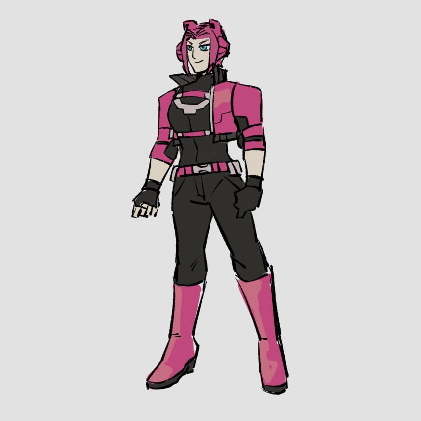 belt blue_eyes boots clothed clothes clothing elita_1 elita_one gijinka gloves humanformers jacket pink pink_hair transformers transformers_one