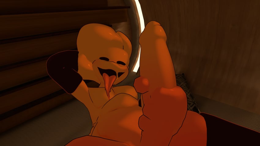 big_penis cock impimon long_tongue masturbation scp-999 scp_foundation tagme thick thick_thighs vrchat yellow_body