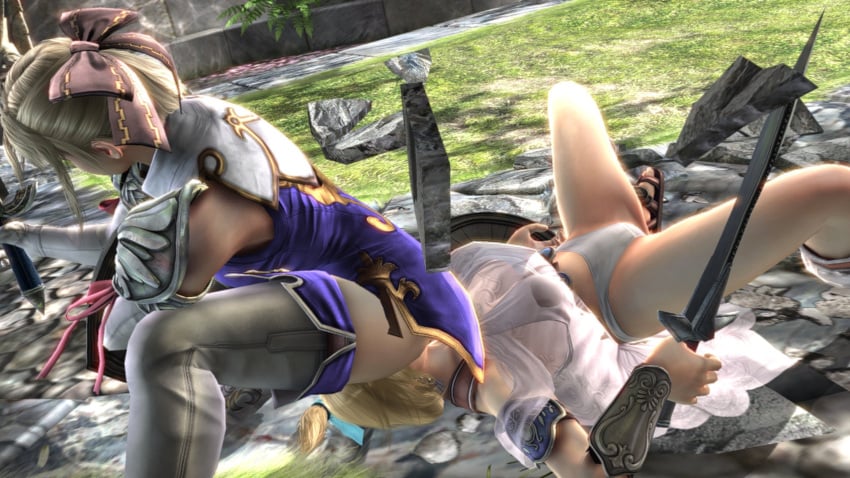 bandai_namco cassandra_alexandra facesitting panties sophitia_alexandra soul_calibur white_panties