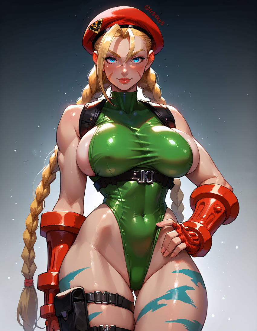 ai_generated cammy_white fr34ky huge_breasts leotard military_cap sideboob street_fighter thick_thighs wide_hips