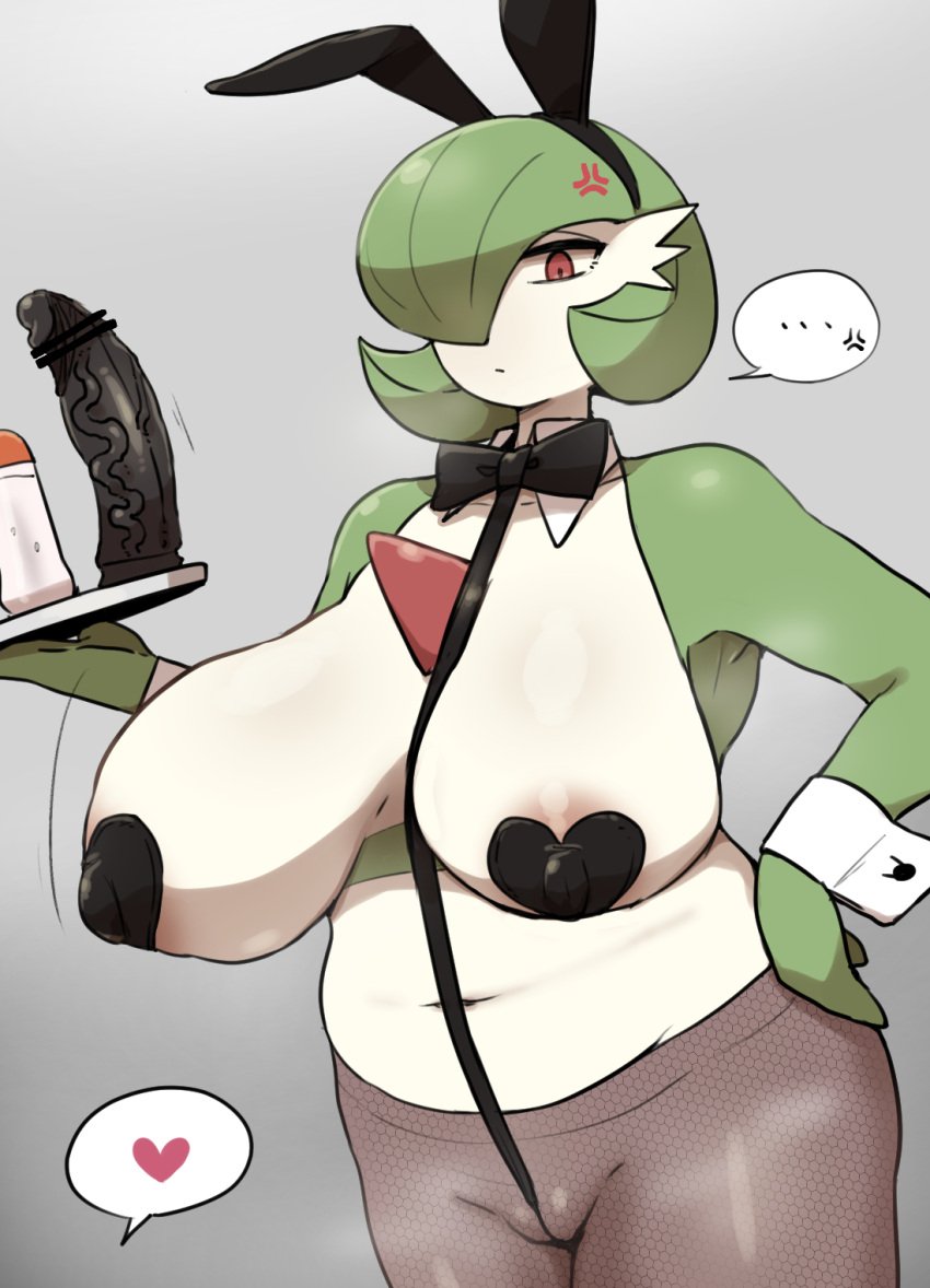 big_breasts bowtie breasts bunny_ears chubby chubby_female dildo female gardevoir generation_3_pokemon harusame10000 humanoid large_breasts lube_bottle not_furry pasties pokemon pokemon_(species) reverse_bunnysuit solo