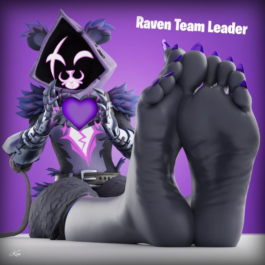 3d 3d_(artwork) clothed_female epic_games feet_together female female_focus female_only foot_fetish foot_focus fortnite fortnite:_battle_royale full_color fully_clothed grey_skinned_female heart_gesture kenaga kenuwu legs_apart long_toenails looking_at_viewer purple_background purple_toenails raven_team_leader sitting_on_floor smiling_at_viewer soles soles_fetish tagme wrinkled_soles wrinkles