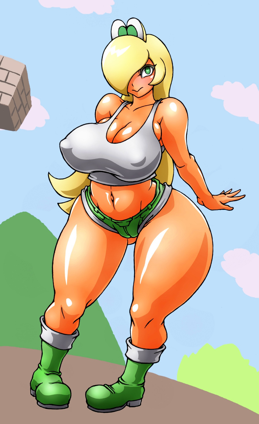 1girls busty female female_only huge_breasts humanized koopa koopa_girl mario_(series) nintendo nipple_bulge rule_63 super_mario_bros. thick_thighs wide_hips wrato