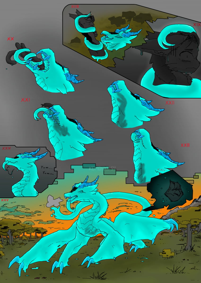 ambiguous_feral ambiguous_gender anthro big_claws big_eyes blue_body blue_claws blue_eyes blue_tail blue_teeth blue_tongue breath claws cloud conjoined conjoined_twins dragon dripping duo european_mythology felid feline feral fur glistening glistening_body goo_creature grass green_background grey_background grey_body grey_fur hi_res kemoniko54 long_tail male mammal monster mountain multi_limb multi_wing multiple_scenes mythological_creature mythological_scalie mythology nude orange_sky plant scalie scared scenery sequence shaded simple_background sky slime tail tall teal_body teeth text tongue tongue_out tongue_wrapped translucent translucent_body tree vore western_dragon wet wet_body wet_fur whiskers wings worried wyvern