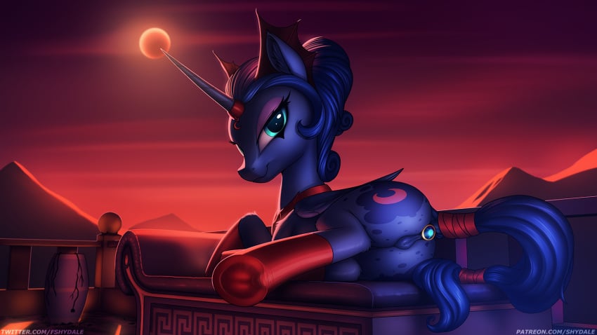 16:9 1girls 2021 alicorn ass buttplug clothing cutie_mark digital_media_(artwork) equid female female_only feral friendship_is_magic gem genitals hasbro hi_res horn legwear looking_at_viewer mammal mirror_luna my_little_pony my_little_pony_(idw) outside princess_luna_(mlp) princess_plug pussy sex_toy shydale solo tail_wraps text url widescreen wings wraps