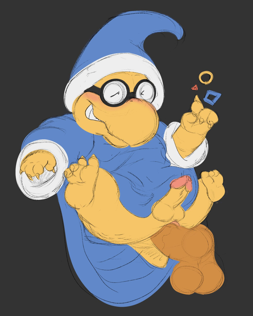 anal anal_sex anthro anus ass balls bastardpalace beak blush clenched_teeth clothed clothing colored_sketch disembodied_penis dot_eyes duo erection eyewear feet feet_up genitals glasses grin half-closed_eyes hat headgear headwear hi_res kamek koopa looking_pleasured magic magic_spell male male/male male_only male_penetrated male_penetrating male_penetrating_male mario_(series) narrowed_eyes nintendo partially_clothed penetration penis reptile robe round_glasses scalie small_balls smile spread_legs spreading stubby_tail teeth toony toothed_beak turtle video_games wizard_hat wizard_robe yellow_body yellow_skin